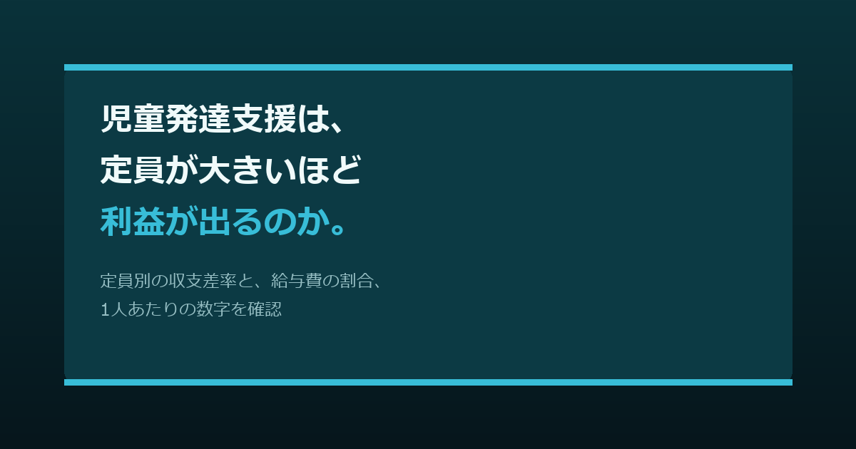 児童発達支援は、定員が大きいほど利益が出るのか。